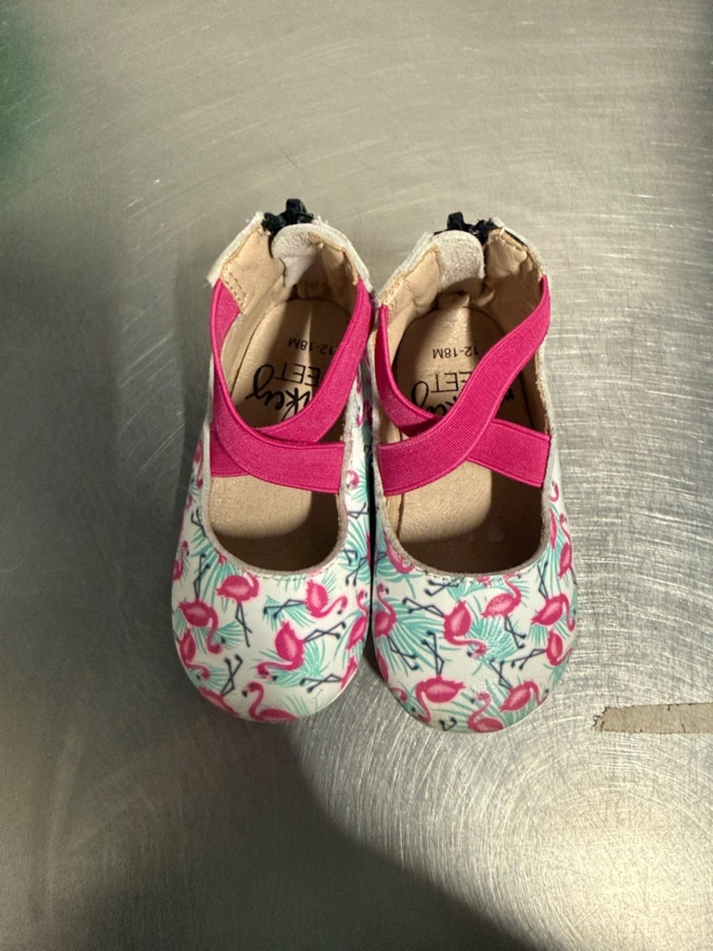 Girls Flamingo Print Monkey Feet Shoes
